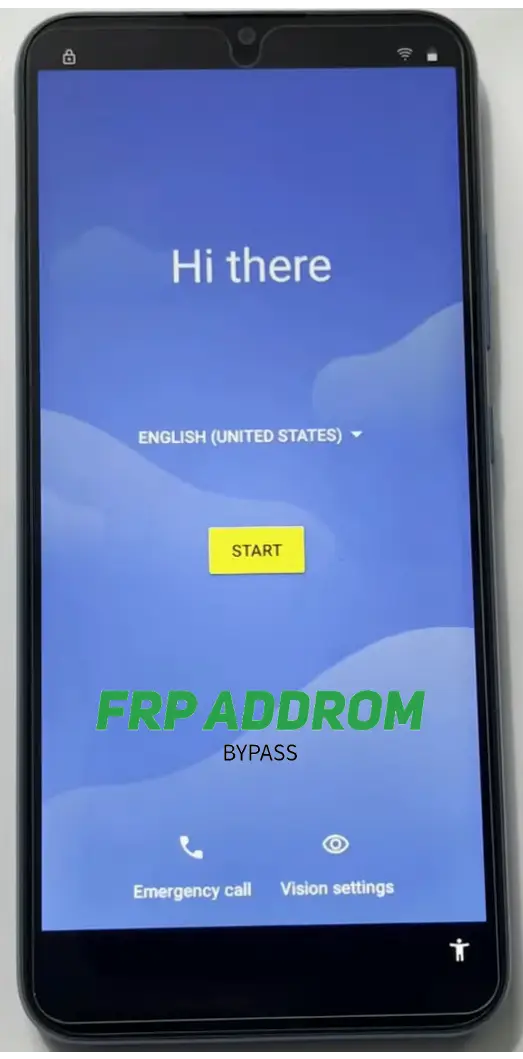 Android welcome screen after FRP bypass completion.