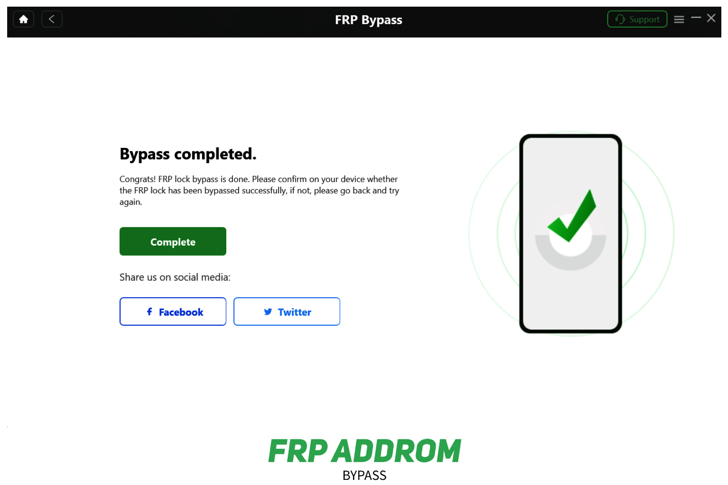Google account lock successfully removed from Android phone.
