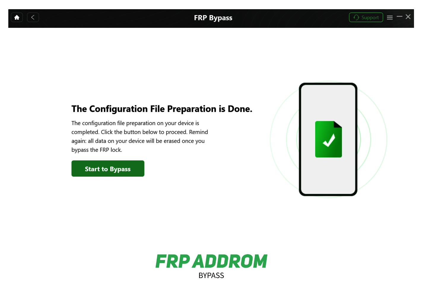 FRP configuration file ready for Android unlock.