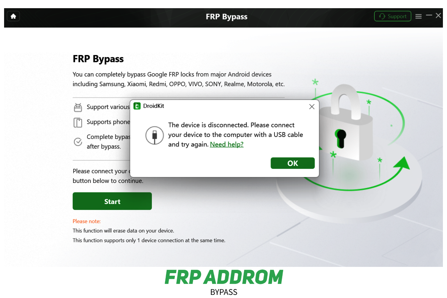 Connect device to PC for Google account bypass.