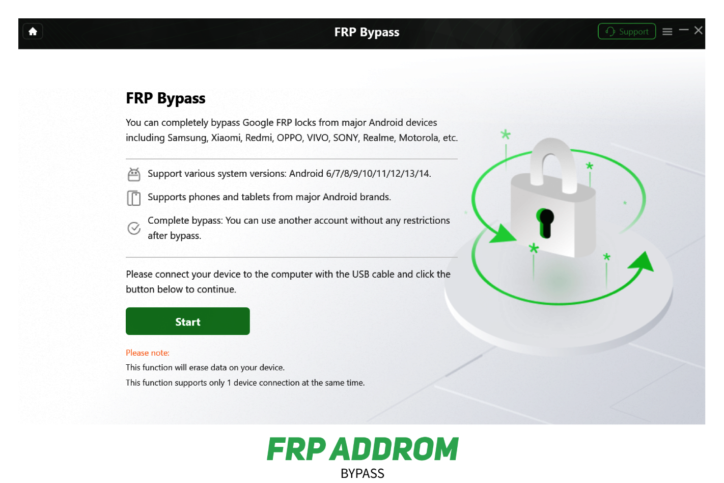 Google FRP lock removal tool for multiple Android brands.